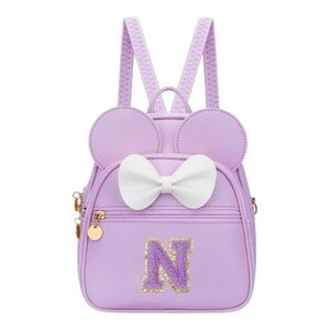 Girl Purple Backpack with White Bow. Initial "N". NWT.